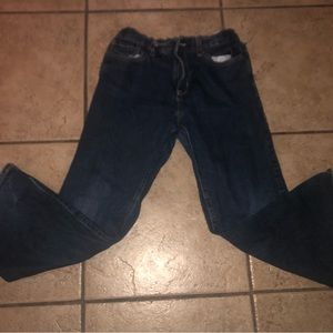 Selling old clothes. Denim. Wide leg. Deep blue. Adjustable waist